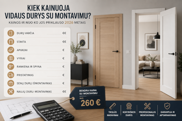 Vidaus durų kaina: ką būtina įvertinti prieš užsakant duris?